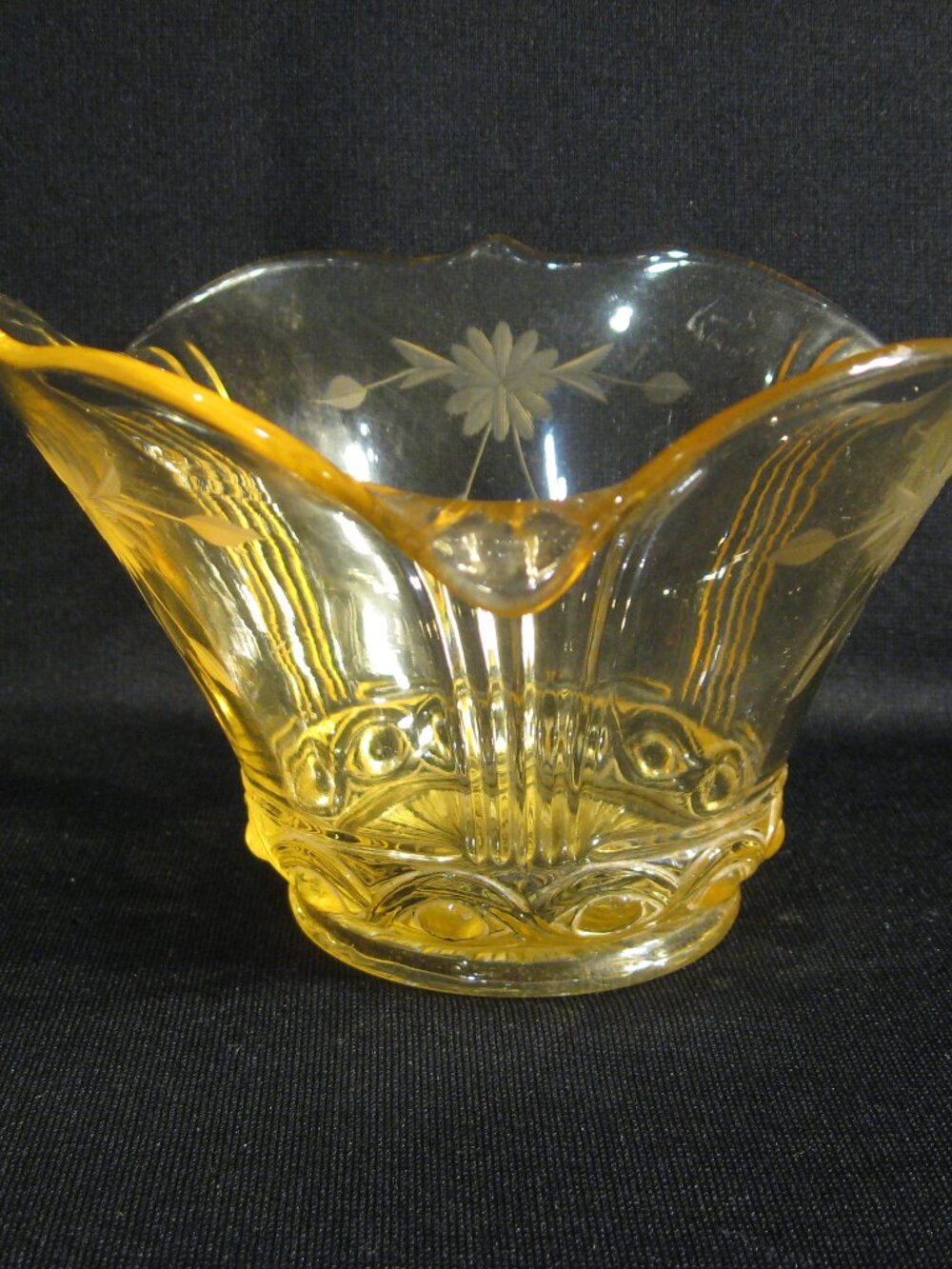 JUBILEE YELLOW DEPRESSION GLASS BOWL BY LANCASTER GLASS CO. - 1930'S